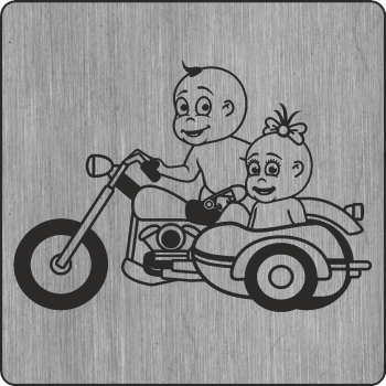 Bube und Mädchen mit Motorrad