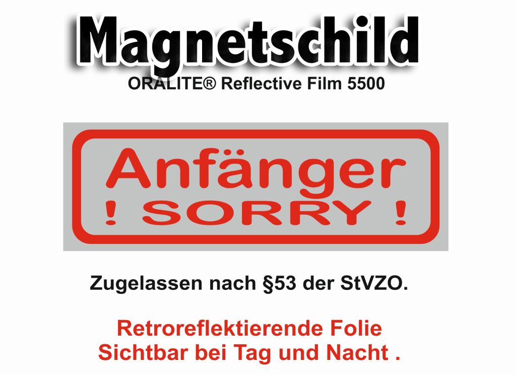 Magnetfolie Magnetschild  Fahranfänger keep cool für KFZ  25 x 7,5 cm 